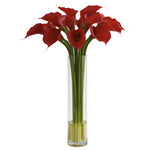 Nearly Natural 1347 27" Artificial Red Calla Lily with Large Cylinder Vase