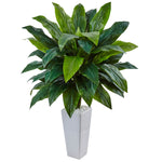 Nearly Natural 6977 38" Artificial Green Cordyline in White Tower Planter