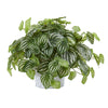 Nearly Natural 8941 13" Artificial Green Real Touch Watermelon Peperomia Plant in Embossed White Planter 