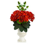 Nearly Natural 27`` Phalaenopsis Orchid and Thistle Artificial Arrangement in White Urn