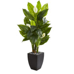 Nearly Natural 9442 63" Artificial Green Real Touch Spathyfillum Plant in Black Planter