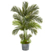 Nearly Natural T1238 5.5' Artificial Green Areca Palm Tree in Embossed Black Tin Planter