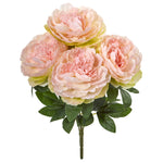 Nearly Natural 17`` Peony Artificial Flower Bouquet (Set of 6)