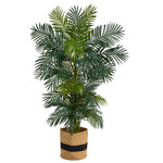 Nearly Natural T2964 6.5` Golden Cane Artificial Palm Tree in Natural Cotton Planters