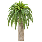 Nearly Natural 8638 23" Artificial Green Boston Fern Plant in Sand Colored Planter