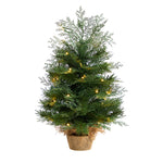 Nearly Natural T3327 2’ Artificial Christmas Tree in Burlap Base with 35 Lights