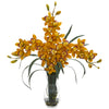 Nearly Natural Triple Orchid Cymbidium in Vase Artificial Arrangement