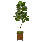 Nearly Natural T2576 4` Fiddle Leaf Fig Artificial Tree in Metal Planter