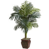 Nearly Natural 5937 4.5' Artificial Green Golden Cane Palm with Decorative Container