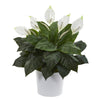 Nearly Natural P1226 33" Artificial Green & White Spathiphyllum Plant in White Planter