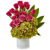 Nearly Natural Tulip Rose & Hydrangea Arrangement