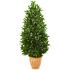 Nearly Natural 9366 4.5' Artificial Green Bay Leaf Cone Topiary Tree in Terra Cotta Planter, UV Resistant (Indoor/Outdoor)