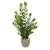 Nearly Natural 9526 4.5' Artificial Green Zamioculcas Plant in Sand Stone Planter