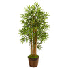 Nearly Natural 5826 4.5' Artificial Green Bamboo Tree in Coiled Rope Planter