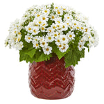 Nearly Natural Daisy Artificial Arrangement in Red Planter