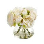 Nearly Natural Peony Artificial Arrangement in Vase