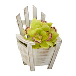 Nearly Natural Cymbidium Orchid Artificial Arrangement in Chair Planter