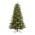 Nearly Natural 7` Snowed Grand Teton Artificial Christmas Tree with 500 Clear Lights and 1050 Bendable Branches