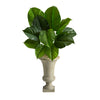 Nearly Natural P1609 3’ Large Philodendron Leaf Artificial Plant in Sand Colored Urn