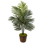 Nearly Natural 5993 4' Artificial Green Kentia Palm Tree in Coiled Rope Planter