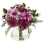 Nearly Natural Mixed Daisy Arrangement w/Vase