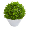 Nearly Natural 9088 14" Artificial Green Eucalyptus Ball in White Planter