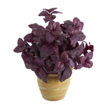 Nearly Natural 12`` Basil Artificial Plant in Ceramic Planter