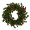 Nearly Natural 4594 24" Artificial Green Pine & Berry Wreath