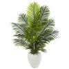 Nearly Natural 5660 4.5' Artificial Green Paradise Palm Tree in White Planter