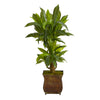 Nearly Natural 38``Corn Stalk Dracaena Artificial Plant in Metal Planter (Real Touch)