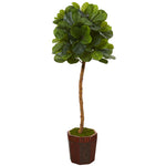 Nearly Natural T1124 64" Artificial Green Real Touch Fiddle Leaf Tree in Decorative Planter 