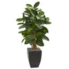 Nearly Natural 9252 56" Artificial Green Rubber Tree in Black Planter