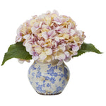 Nearly Natural Hydrangea Artificial Arrangement in Floral Vase