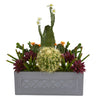 Nearly Natural P1187 26" Artificial Green Mixed Cactus Succulent Plant in Stone Planter