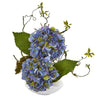 Nearly Natural 13`` Hydrangea Artificial Arrangement in White Vase
