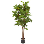 Nearly Natural 9165 46" Artificial Green Fig Tree in Black Pot