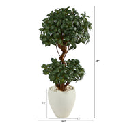 Nearly Natural T2221 45” Sweet Bay Double Ball Artificial Tree in White Planter