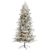 Nearly Natural 7.5` Flocked Manchester Spruce Artificial Christmas Tree with 450 Lights and 949 Bendable Branches