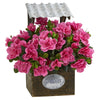 Nearly Natural 6412 14" Artificial Pink Azalea Plant in Tin Roof Wood Planter