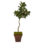 Nearly Natural 9661 57" Artificial Green & Yellow Magnolia Tree in Decorative Planter