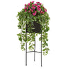 Nearly Natural 8883 4' Artificial Green & Pink Azalea & Wandering Jew Plant in Stand Black Planter