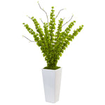 Nearly Natural 1461 Bells of Ireland in White Planter