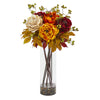 Nearly Natural 36`` Peony and Berries Artificial Arrangement in Large Cylinder Vase