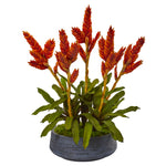 Nearly Natural P1067 27" Artificial Green & Red Tropical Bromeliad Plant in Decorative Bowl