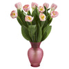Nearly Natural Tulips Artificial Arrangement in Vase