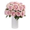 Nearly Natural Rose Artificial Arrangement in White Vase
