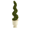 Nearly Natural 56`` Spiral Hazel Leaf Artificial Topiary Tree in Decorative Urn