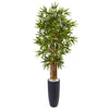 Nearly Natural 5818 5' Artificial Green Bamboo Tree in Gray Cylinder Planter