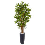 Nearly Natural 5818 5' Artificial Green Bamboo Tree in Gray Cylinder Planter