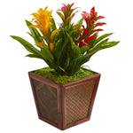 Nearly Natural Triple Bromeliad Artificial Plant in Decorative Planter